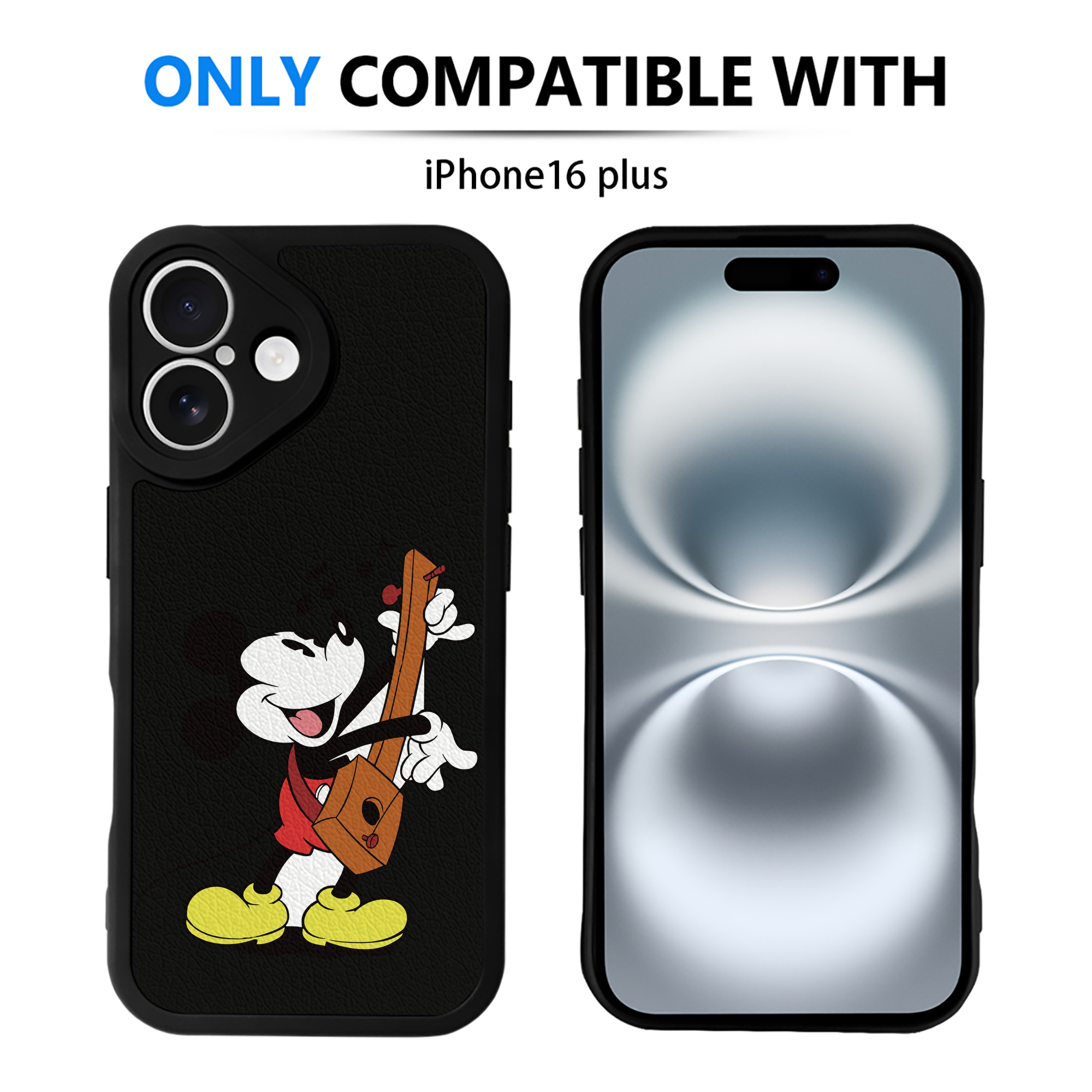 （画像用） ミッキーマウス Mickey Mouse 【iPhone 16シリーズ対応】シリコンスマホケース（レザー調） 材質：シリコン
